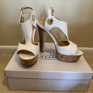 White Platform Pumps